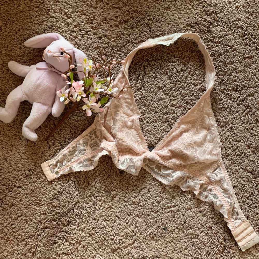 Pink lace bra